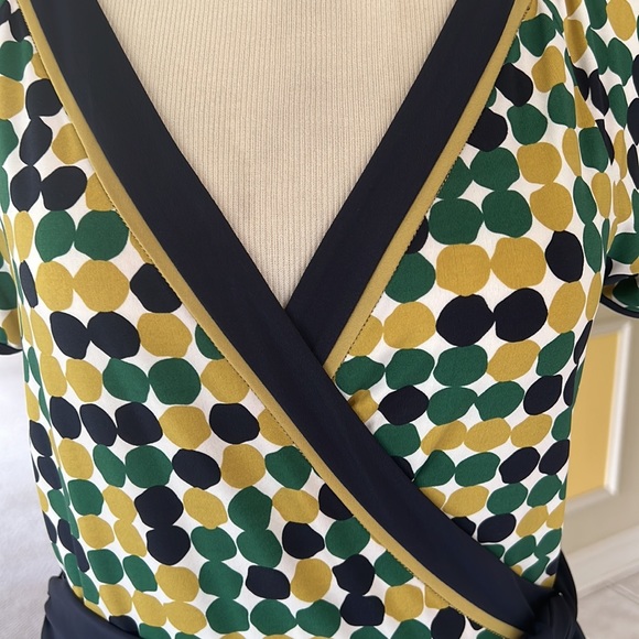 BCBGMAXAZRIA Faux Wrap Top Blue Green Size Medium M Excellent Condition - Picture 3 of 9